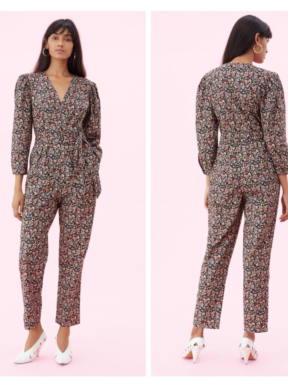 Rebecca Taylor La Vie Gitane Floral Jumpsuit Black Size Small